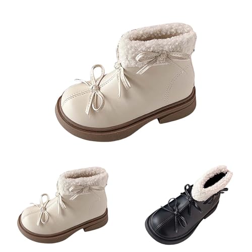 Kids Girls Winter Fleece Ankle Boots Fashion Cute Bowknot PU Leather She𝗿pa Soft Warm Faux 𝗙𝐮𝗿 Super Girls Boots2