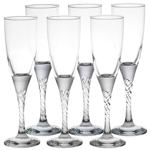 URBNLIVING Set of 6 Twist Tall Stemmed Champagne Flute Drinking Wine Cocktail Glasses 150ml