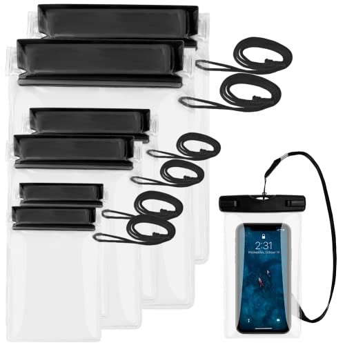 Ruayia 6 Stück wasserdichte Beutel, Unterwasser handyhülle, schützt Telefon/Geld/Karte/Schlüssel, ideal für Schwimmen, Rafting, Kajak, Bootfahren, Camping, Wandern, Angeln - Schwarz