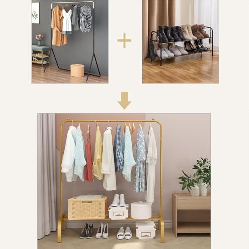 Image of Strassis Design Metal Plastic Wardrobe for Kids-Cupboard for Clothes, Almirah for Clothes, Baby Collapsible Wardrobe, Multi-Purpose Kids Storage Rack for Home Books,Toy,Living Room -Golden