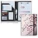 DIGTIALL Padfolio Folder with Clipboard,Portfolios Organizer Clipboards with Storage Clipboard Writing Pad PU Leather Conference Document Organizer with Business Card Holder,Cherry Blossom