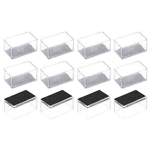 sourcing map Chair Leg Floor Protectors, 12Pcs Rectangle PVC & Felt Chair Leg Cover Caps for Hardwood Floors (Clear White, 25x45mm/ 0.98"x1.77")