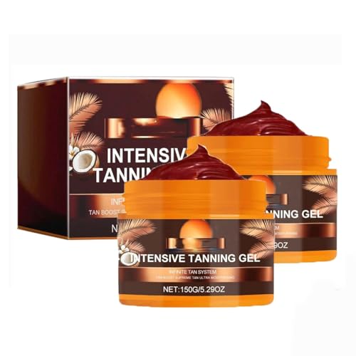 Gel bronceador intensivo, acelerador del bronceado, resistente al agua, con aceite de zanahoria y coco, vitaminas A y E para hidratación y bronceado (2PCS)