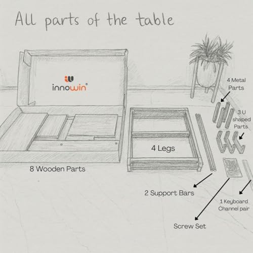 Image of INNOWIN The Woods Computer Table with Keyboard Tray for Home Office, Office Desk with Storage, Engineered Wood Finish Study Writing Computer Laptop Table Desk (Black)