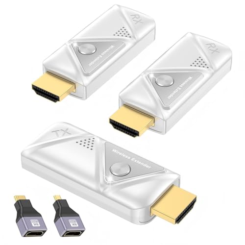 Wireless HDMI Transmitter and 2 Receivers, HDMI Wireless Dual Display Extender Kit Sync to 2...
