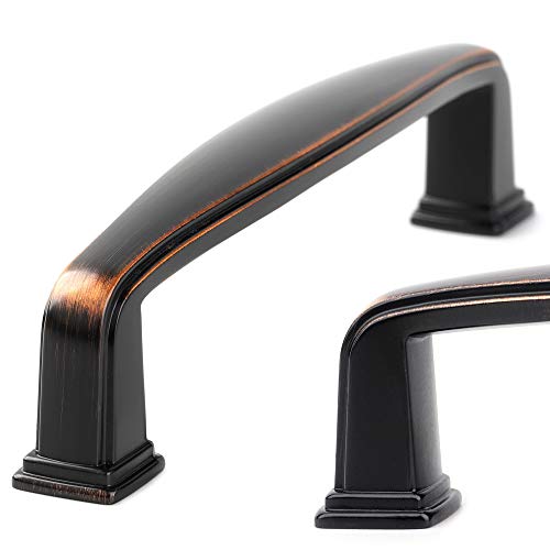 Koofizo Square Foot Cabinet Arch Pull - Oil Rubbed Bronze Furniture Handle, 3.8 Inch/96mm Screw Spacing, 10-Pack for Kitchen Cupboard Door, Bedroom Dresser Drawer, Bathroom Furniture Hardware