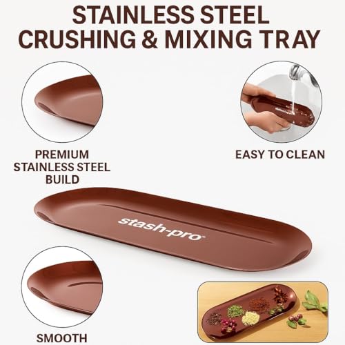 Image of Stash-Pro Stainless Steel Premium Multipurpose Crushing & Mixing Tray, Handy & Sleek (Rose Gold)
