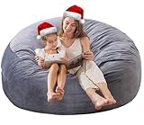 Large Bean Bag Chair for Adults/Kids with Filling, 3 ft Memory Foam Bean Bag Chairs with Filler Included, Ultra Soft Dutch Velvet Fabric, Bean Bag for Living Room - 3 Foot,Dark Gray