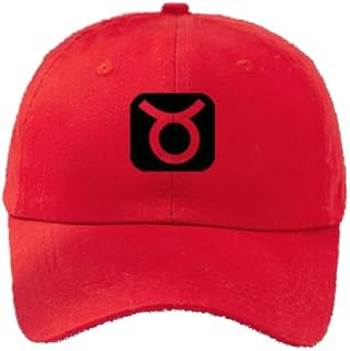 كاب (احمر) بشعار اسود للرجال والنساء مع حماية من الشمس. قبعة رياضية باشكال مميزة (الثور) (141)