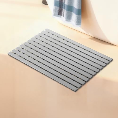 Image of Frido AeroDry Bath Mat, Premium Anti-Slip Bathroom Mat with Firm Grip, Fast-Drain Design & Gentle Massage Texture, Non-Slip PVC Shower Mat for Bathroom Floor - Slate Grey