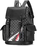 Black Leather Backpack School College Bookbag Laptop Backpack business travel Multifunctional backpack (Black 1)