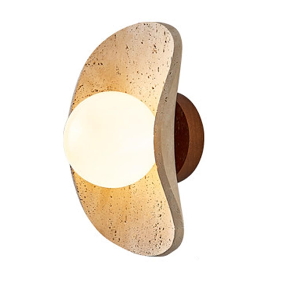 OZBMA 1 Light Modern Wall Milky White Glass,Travertine Lamp Wabi Sabi Sconce Hotel Indoor Lighting Barn Vanity for Kitchen Bedroom,Bathroom,Mirror