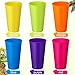 Suclain Set of 36 Colorful Plastic Tumblers 14 oz Kids Plastic Cups Bulk Unbreakable Restaurant Drinking Cup Large Reusable Mug Summer Drinking Tumblers for Ice Tea Kitchen Supplies Party, 6 Colors