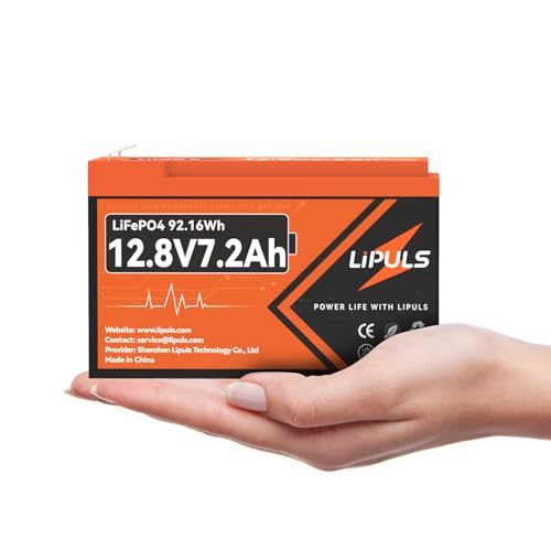 LIPULS 12V 7Ah (7.2Ah) Lithium LiFePO4 Battery, 2000+ Deep C