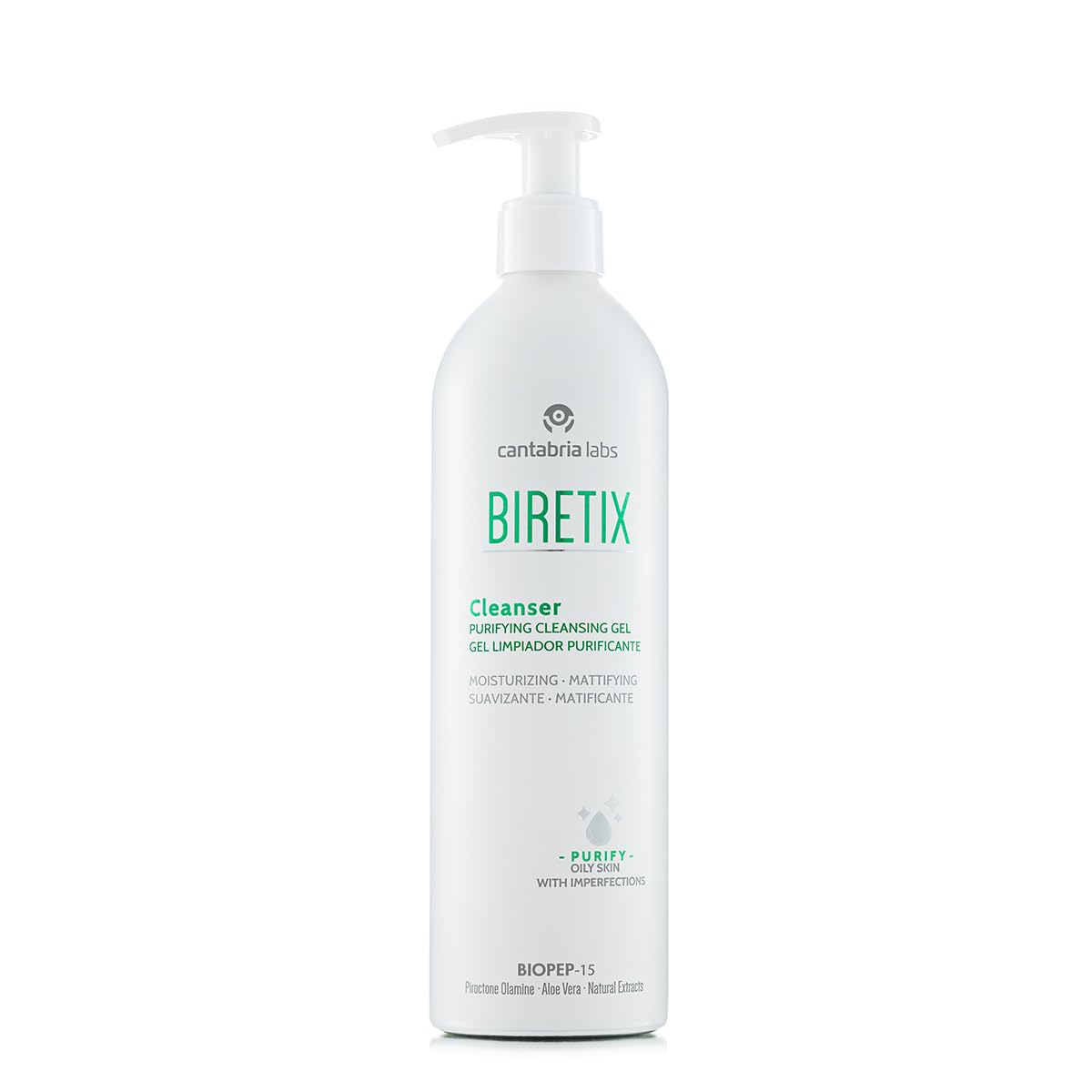 Cantabria Labs – Biretix Cleanser – Limpiador Purificante 400 ml – Para Piel Mixta, Grasa y con Tendencia Acneica – Limpieza Diaria que Regula Grasa y Elimina Impurezas