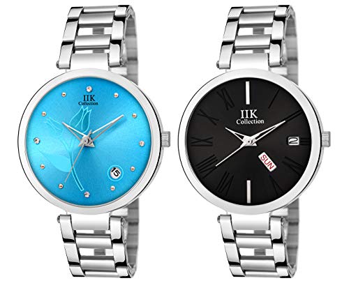 Image of IIK COLLECTION Round Dial Stainless Steel Bracelet Chain Analogue Day & Date Functioning Watch For Women And Girls, Dial Color-Assorted