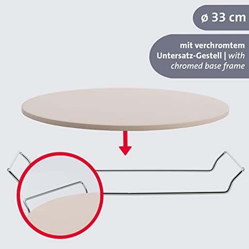 Westmark Kamień do pizzy, Okrągły, ø 33 cm, Ze stojakiem, Ceramika, Beżowy/Srebrny, 32402260