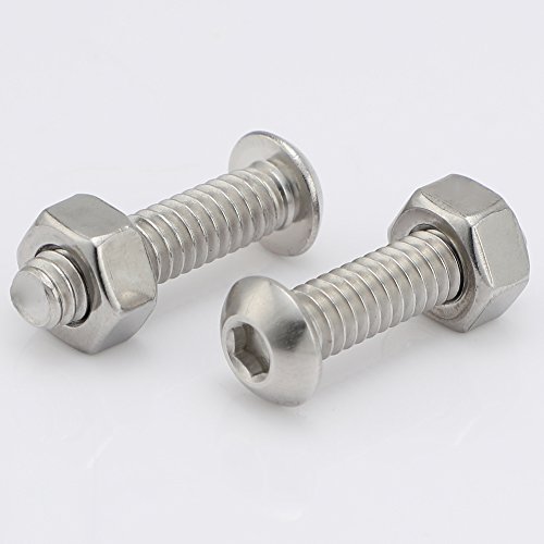 8-32 X 3/4" Button Head Socket Cap Bolts Screws, Stainless Steel 18-8 (304), Bright Finish, Allen Hex Drive, 50 Pcs #TOP4