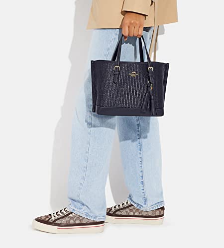 Coach Straw Mollie Tote 25, Midnight Navy Multi #TOP4