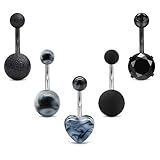 Mayhoop Black Belly Button Rings Stainless Steel 14G CZ Navel Belly Rings 3/8' 10mm Piercing Barbell Body Jewelry