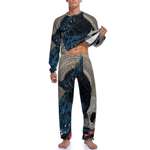 Vêtements de nuit homme ensemble pyjama chouette fini les nuits fraîches