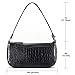 Retro Classic Clutch Shoulder Bag for Women Vegan Leather Croc Small Purse with Zipper Closure (Black Vegan)