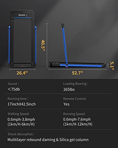 UREVO 2 in 1 Under Desk Treadmill, 2.5HP Folding Electric Treadmill Walking Jogging Machine for Home Office with Remote Control