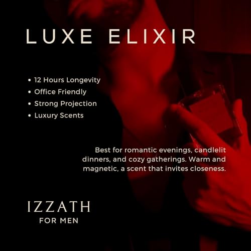 Image of IZZATH Luxe Elixir Eau De Parfum 50ml | Luxury Men's Perfume with Chestnut, Sugar, Sage, Lavender, Vanilla & Smoke | Elegant Gift for Him