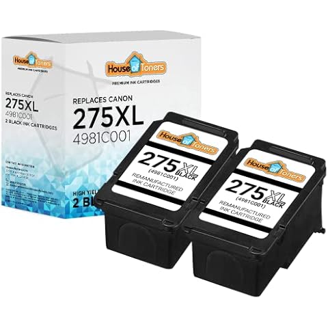 Houseoftoners Remanufactured 2-Pack for PG-275XL Black Ink Cartridges High Yield Replacement for Canon PG275XL for PIXMA TR4720, TR4722, TS3520, TS3522 (2-Black) Cover