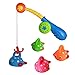 Fajiabao Bath Toy Fishing Game with 4 Cute Floating Fishes 1 Fishing Rod Ideal Gift for Kids Girls Boys(Color Vary)