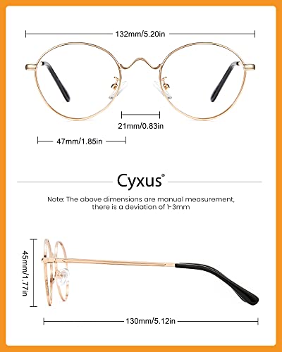 Image of Cyxus Blue Light Blocking Glasses Round Metal Frame Computer Glasses | Blue light blocking glasses featuring round metal frame, comfortable fit and versatile use for work, study and entertainment
