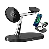 Supporto magnetico per caricabatterie wireless - 18 cm, supporto per telefono, ricarica rapida da 15 W, stazione multifunzione per telefono, orologio, cuffie, ricarica wireless, ufficio casa