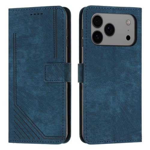 Étui iPhone 17 Pro bleu ligne clapet pour le quotidien