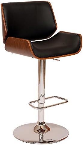 Armen Living London Modern Adjustable Height Swivel Black Faux Le...