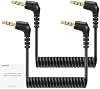 NEEWER Set de 2 cables auxiliares, cable en espiral de 3.5mm TRS macho a TRRS macho compatible con DJI Mic Rode Wireless GO II Hollyland Lark NEEWER CM28 CM31 Micrófono iPhone iPad Android Tablet Smartphone, LM18 2