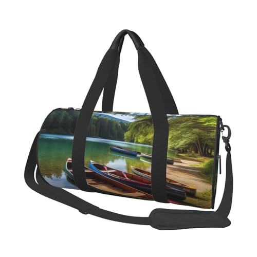 Lake with Boats Canoes Park printed Travel Bag Casual luggage bag