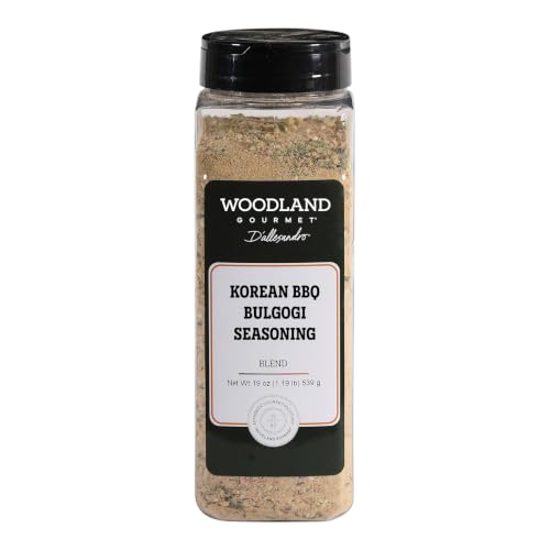 Korean BBQ Bulgogi Seasoning, 19 oz, Savory-Sweet Korean Barbecue Marinade & Dry Rub with Soy, Garlic, Ginger & Sesame, by Woodland Gourmet