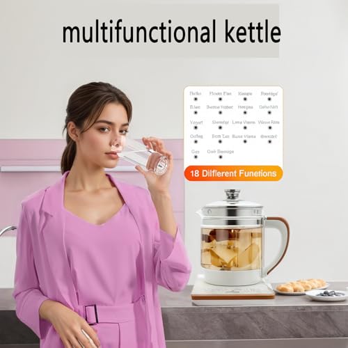 Tetera eléctrica de vidrio con colador para té blanca miniatura 4