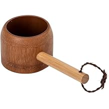 Bamboo Water Ladle, Natural Wooden Scoop with Ergonomic Handle Water Bath Scoop for Bath, Spa, Tea Ceremony, and Kitchen Use | Durable, and Easy to Hang with Attached Rope.