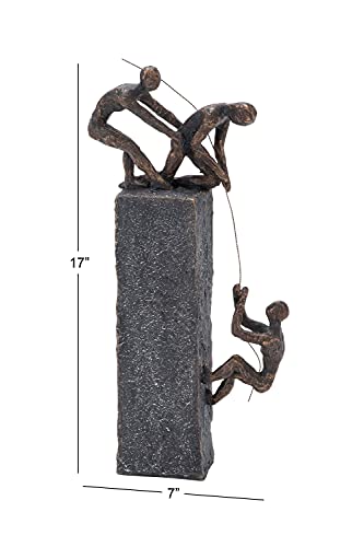 Deco 79 Polystone People Climbing Sculpture, 7" X 3" X 17", Gray #TOP6