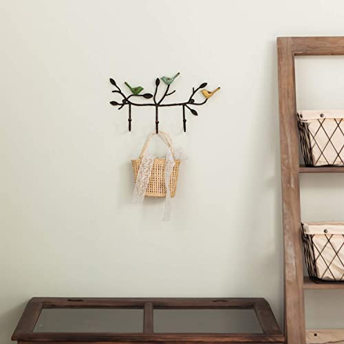 Soffee Design Vintage Wall-Mounted Coat Rack With 3 Hooks, Birds Standing On Tree Branch With Rustic Paint Heavy Duty Wall Hanging Key Holder, Farmhouse Coat Hooks For Towels, Hats, Scarves #TOP3