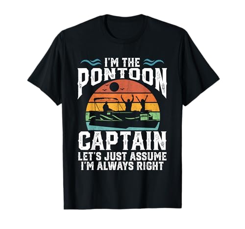 Pontão divertido Im The capitão retro Boat Owner Boating presente t-shirt, Preto, S