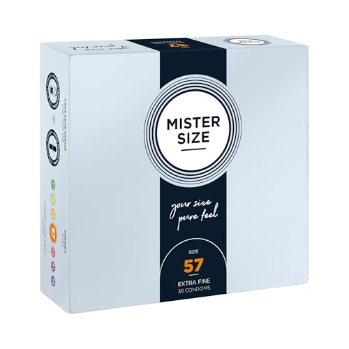 MISTER SIZE Kondome Extra Dünn & Hauchzart Gefühlsecht & Extra Feucht Perfekte Passform Aus Naturkautschuk-Latex für Natürliches Gefühl & Höchste Sicherheit (36er Pack 57mm)