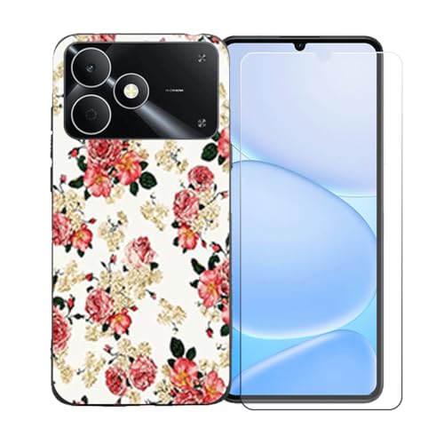 CongJiaLingXi�P�[�X�K�p �� Realme Note 80 (6.74") �K�p �� �d�����ꂽ�K���X�X�N���[���v���e�N�^�[�A�_�炩���V���R�[���V�F���o���p�[�h�Ռ�TPU�ی�J�o�[�������,LLM1