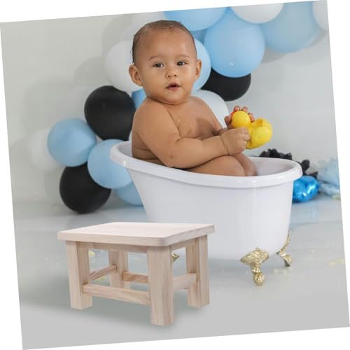 Taburete de madera maciza con diseño versátil beige para hogar 3