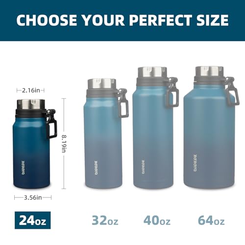 Image of BJPKPK 24oz Insulated Water Bottle, Stainless Steel Bottle with Handle | Vacuum Insulated Bottle with Leak-Proof BPA-Free Design, Keeps Drinks Cold & Hot for Gym, Office, Travel & Daily Use