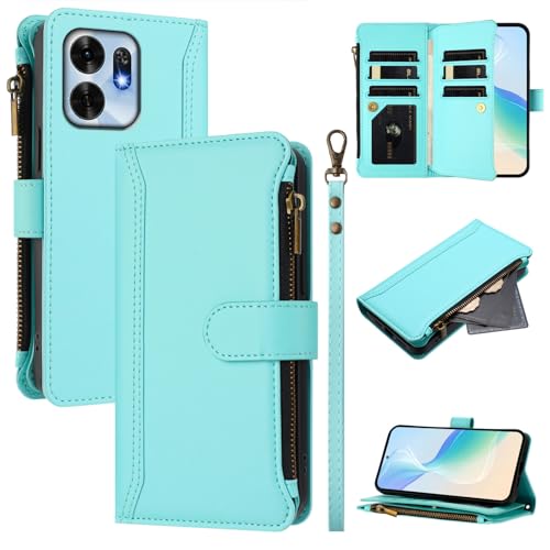 linsuyu Cover Compatible with Honor Play 60A,Compatible with Honor Play 60A Zipper Dual Card Slot Wallet Phone Case Green2