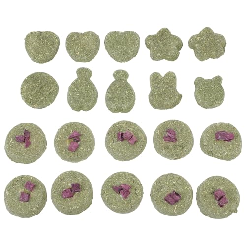 Kisangel 20pcs Rabbit Chew Grass Biscuits with Alfalfa and Purple Sweet Potato, Small Animal Teething Snacks for Bunnies, Guinea Pigs, Hamsters Teeth Grinding