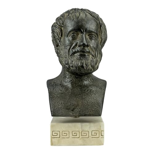 Busto de Aristóteles - Estatua de filósofo y científico griego | Hecho a mano en Grecia | Escultura de yeso duro Moldano de 9.84 pulgadas | Decoración clásica griega para el hogar