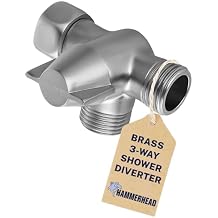 HammerHead Showers Solid Metal 3 Way Shower Diverter Valve - Shower Arm Diverter Connects Fixed and Hand Held to Shower Arm - Shower Diverter for Dual Shower Head - Shower Splitter - Brushed Nickel